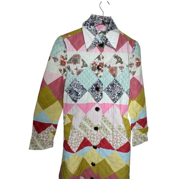 Love the Label quilted Duster Colette trench Coat size small NWT Patchwork - Picture 3 of 13
